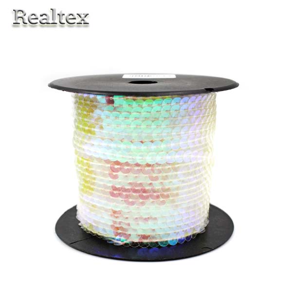 Пайетки на нитях Realtex перламутр гладкие 6мм (91,4м) цв.прозрачный