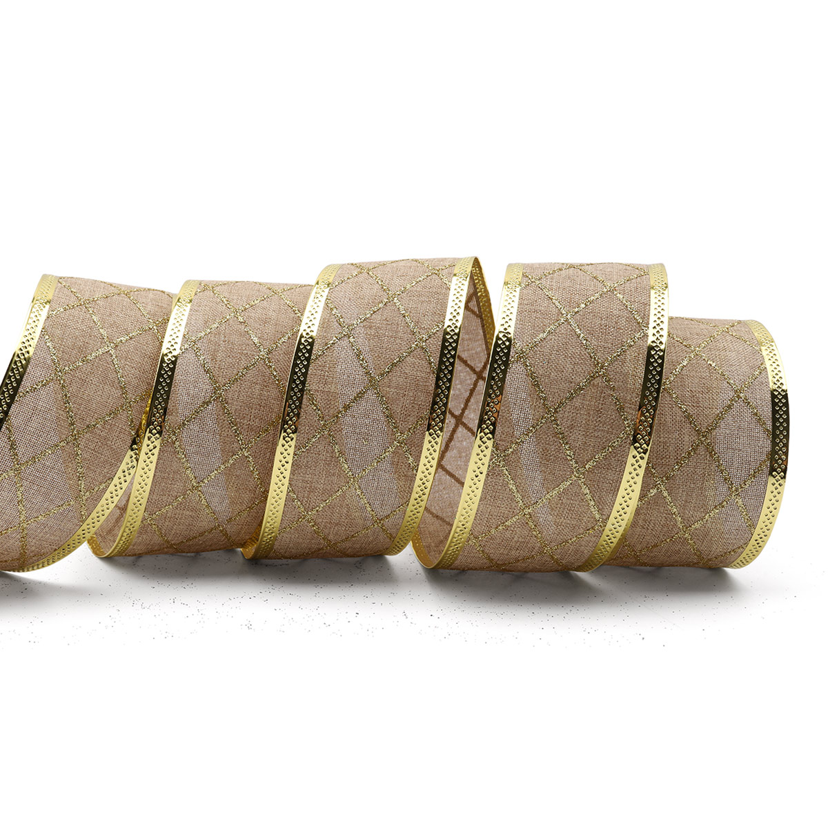 Лента упаковочная QR-007 (джут) 50мм (10м) цв.золото