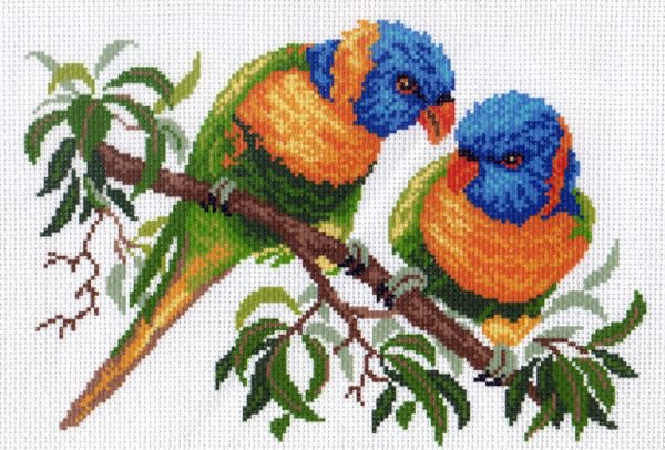 Рисунок на канве МП 28х37 №494 "Волнистые попугайчики"
