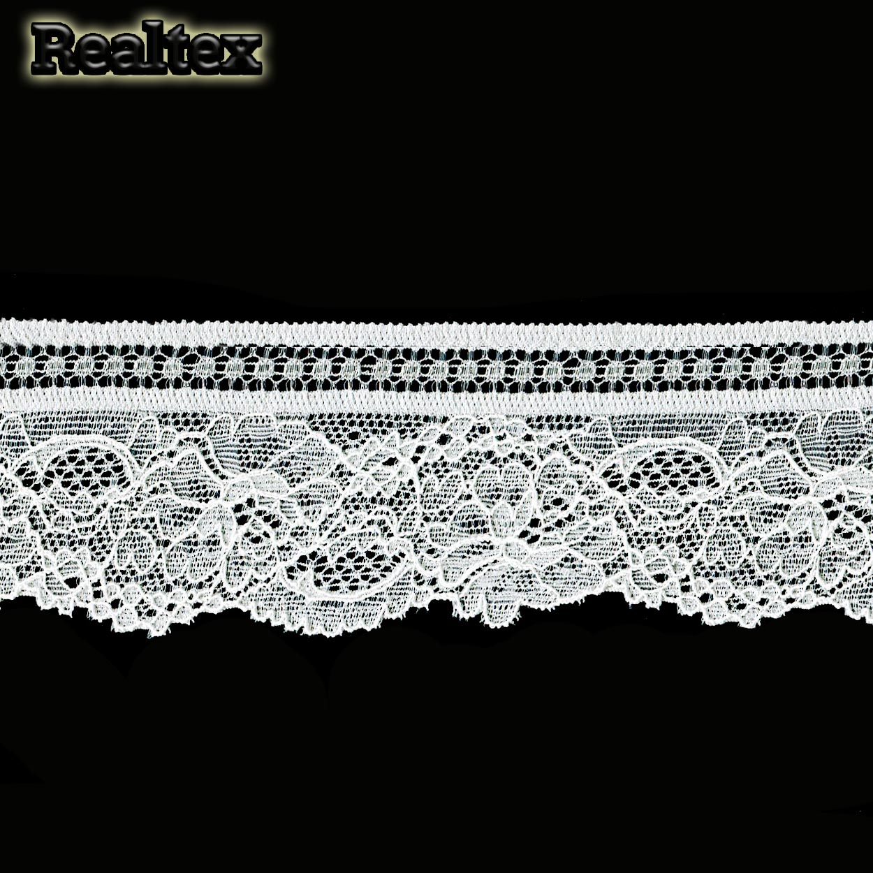 Кружево стрейч Realtex  55мм HD 1201 (20м) цв.светло-молочный