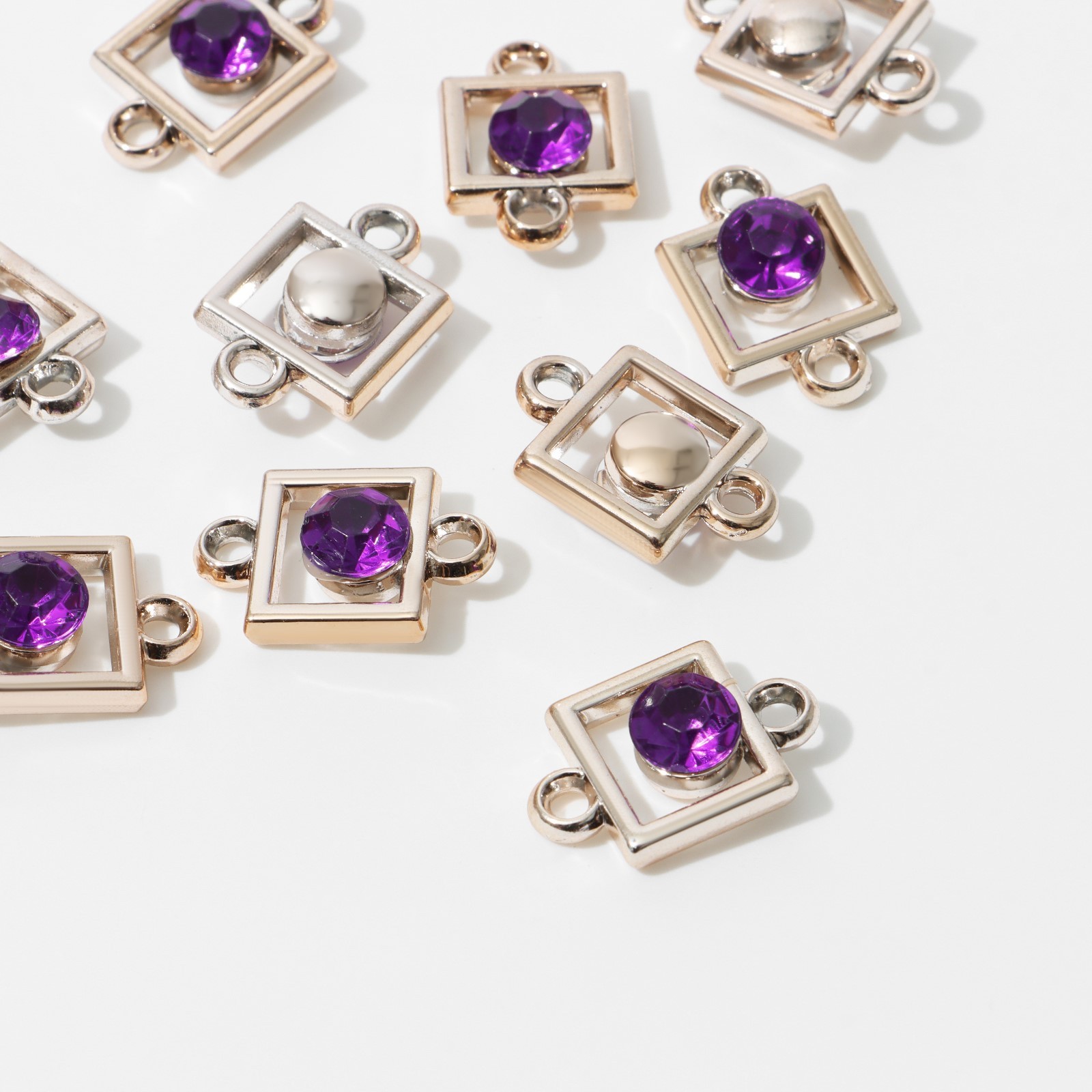 Коннектор для бижутерии 9908567 "Квадрат" (10шт) цв.фиолетовый в золоте