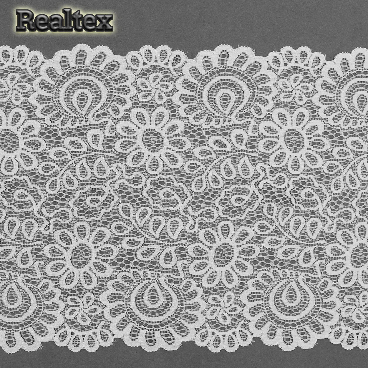 Кружево стрейч 205мм TBY YSTL00839 цв.004 сумрачно-белый