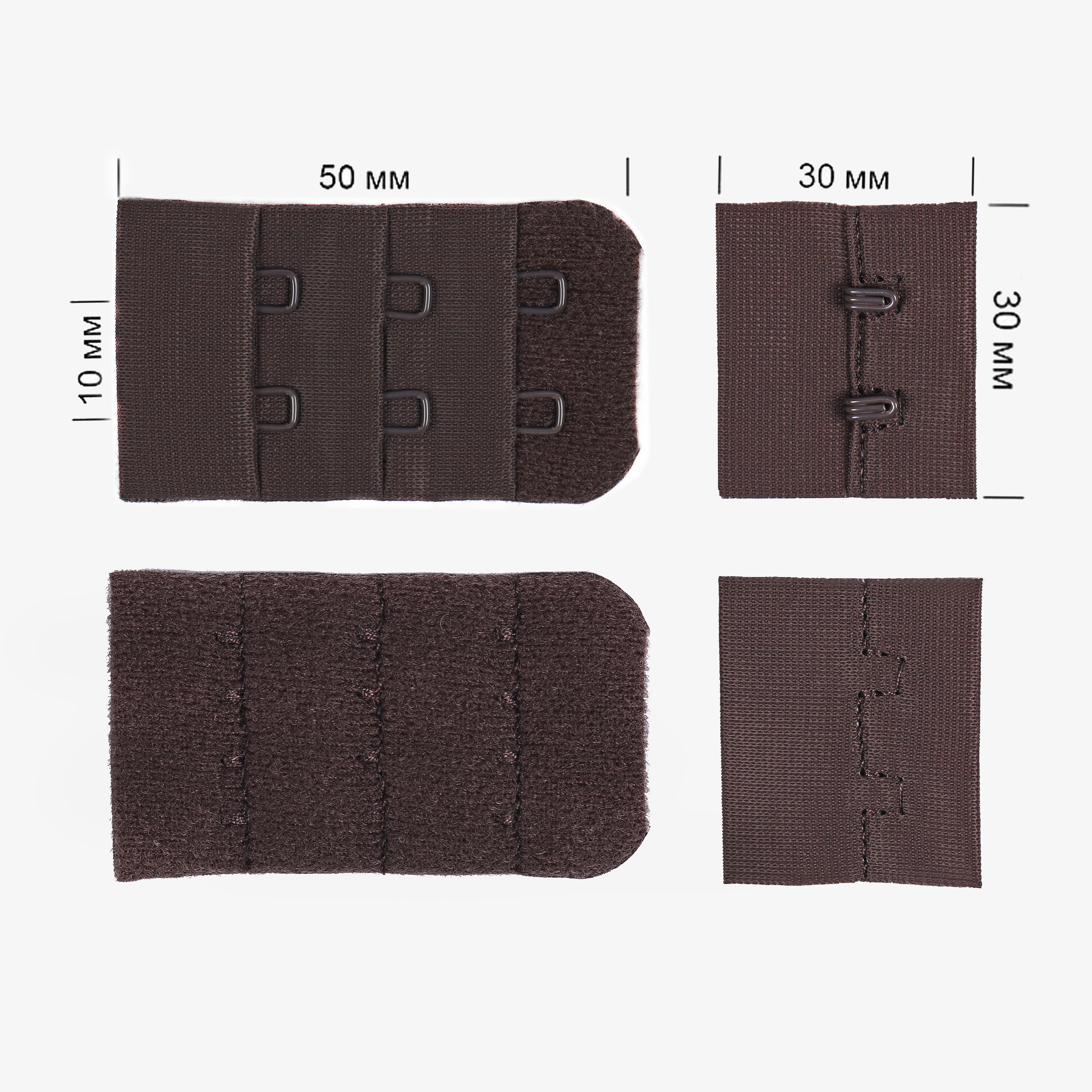 Застежка-крючки TBY 3х2 3см (10шт) цв.F304 шоколадно-коричневый