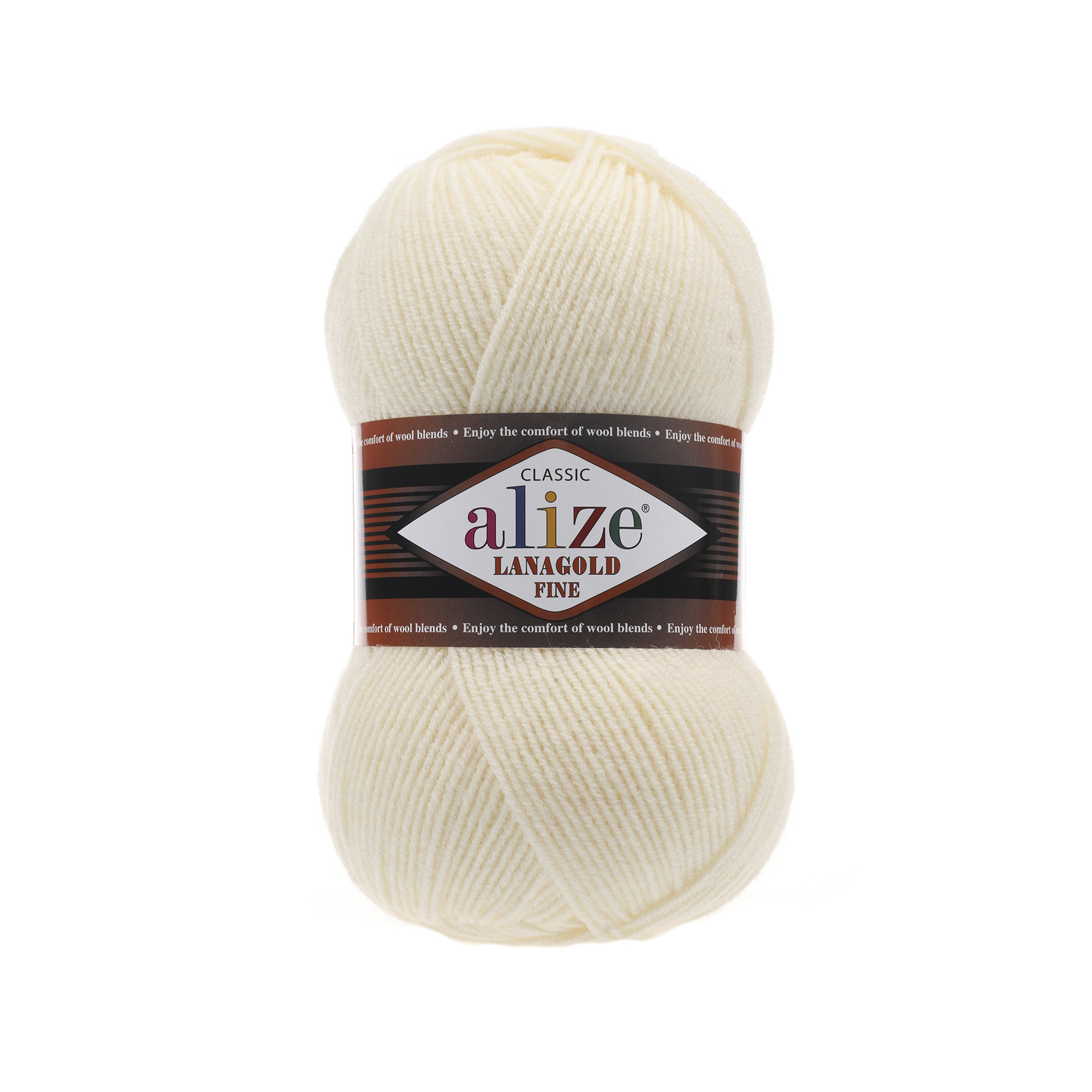 Пряжа Alize "Lana Gold Fine" (100гр) цв.001 кремовый 