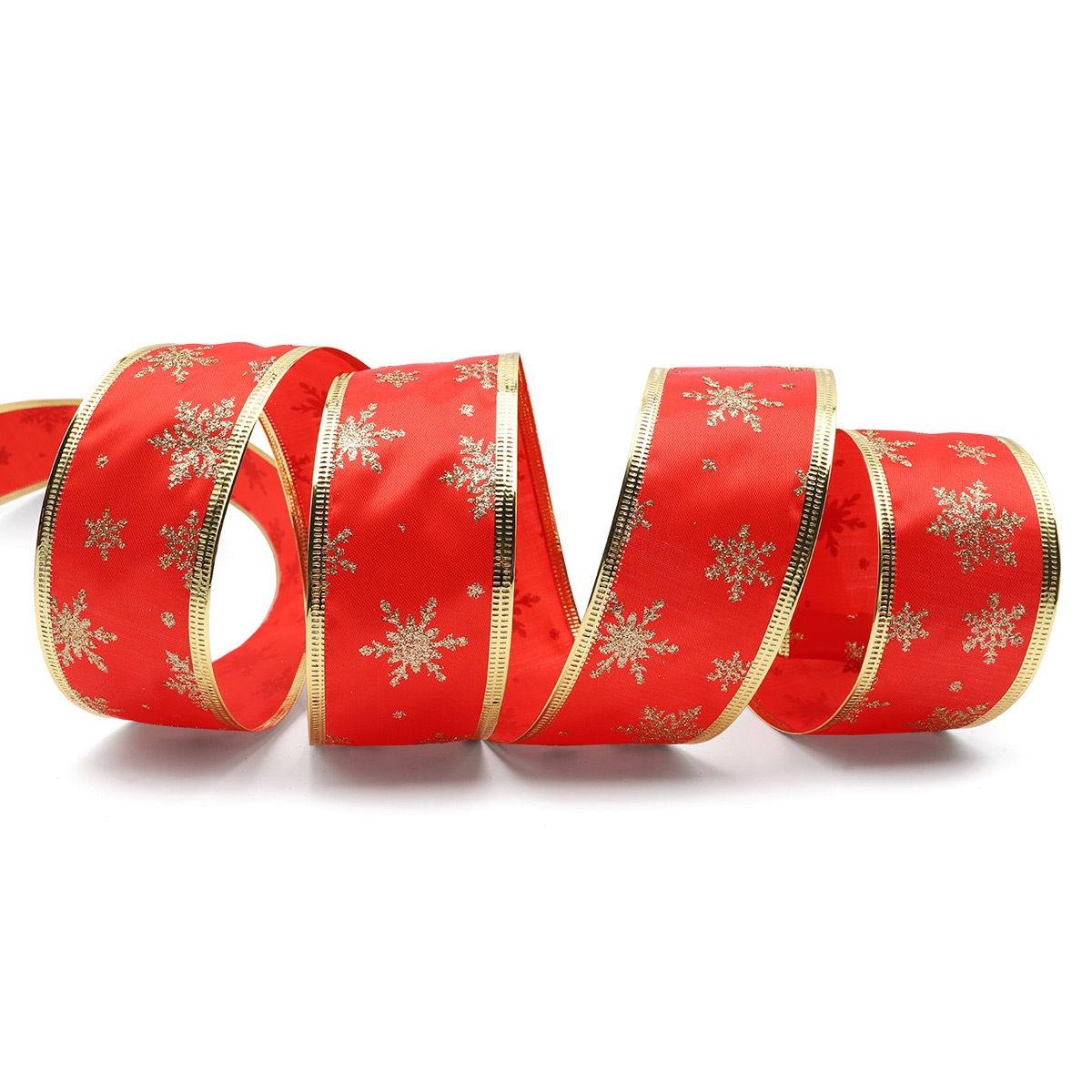 Лента упаковочная QR-001 (атласная) 50мм (10м) цв.красный/золото