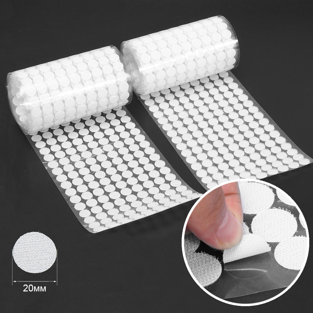 Липучка клеевая Realtex "Точки" 20мм (1м) (230шт) цв.белый