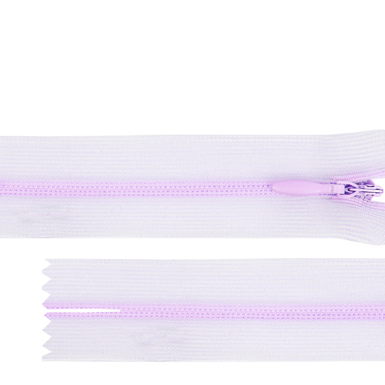 Молния потайная G010S на сетчатой тесьме 50см цв.351 св.сиреневый