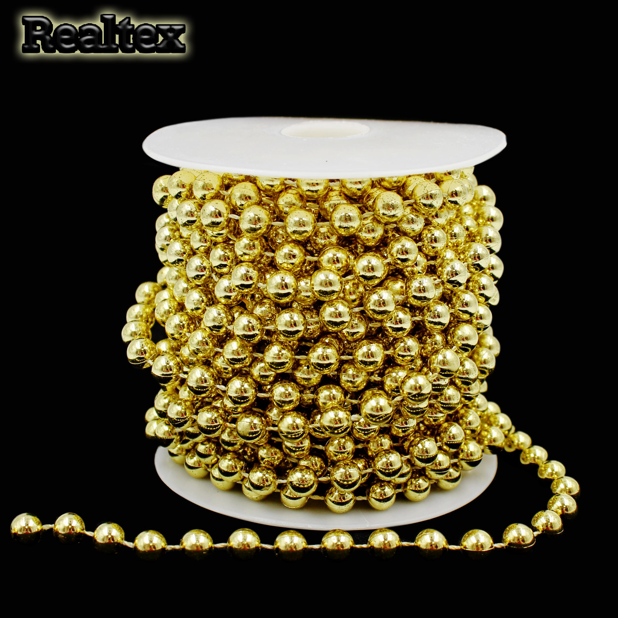 Бусины тесьма Realtex  8мм цв.золото