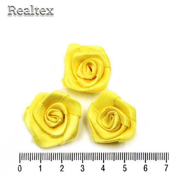 Розочки пришивные атласные Realtex R-4 цв.лимонный
