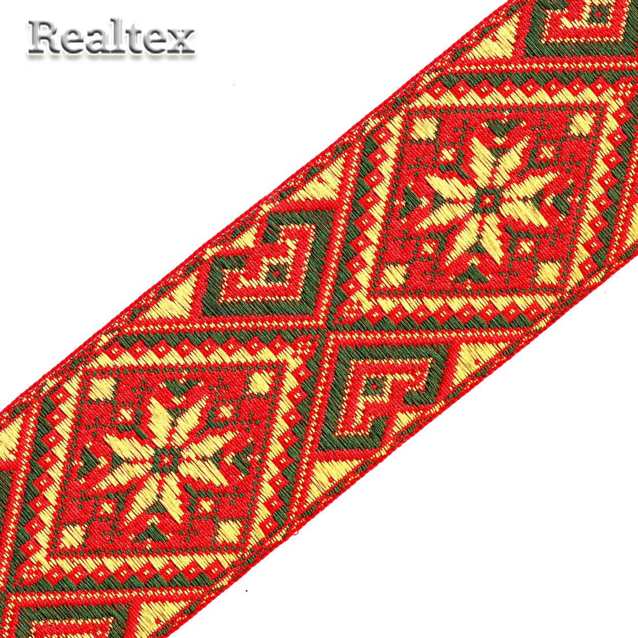 Тесьма жакардовая 65мм с3799г17 рис.9576 (10м) цв.красный