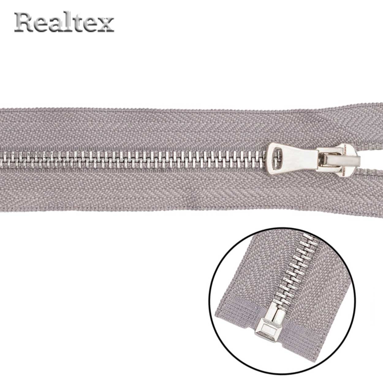 Молния металл Т.5 80см разьемная цв.никель/340 светло-серый