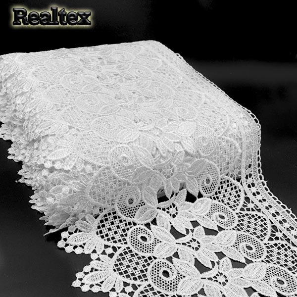 Кружево Realtex гипюр 290мм 8GP6102 цв.белый