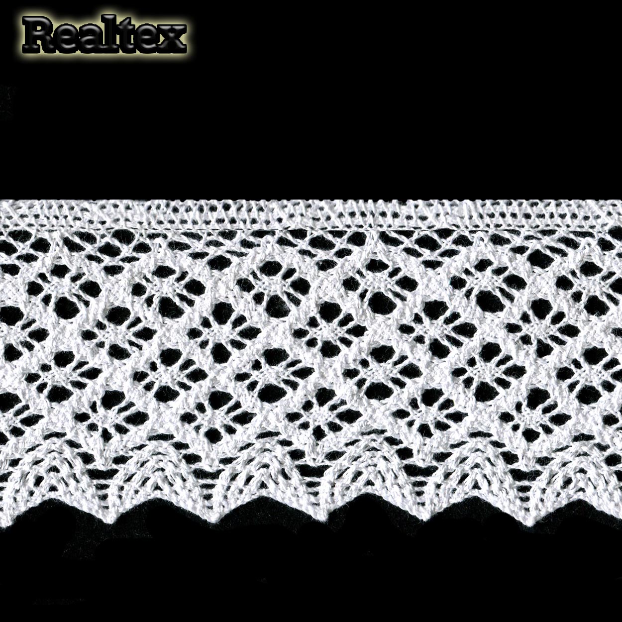 Кружево вязаное 75мм TBY 1003 (9м )цв.01 белый