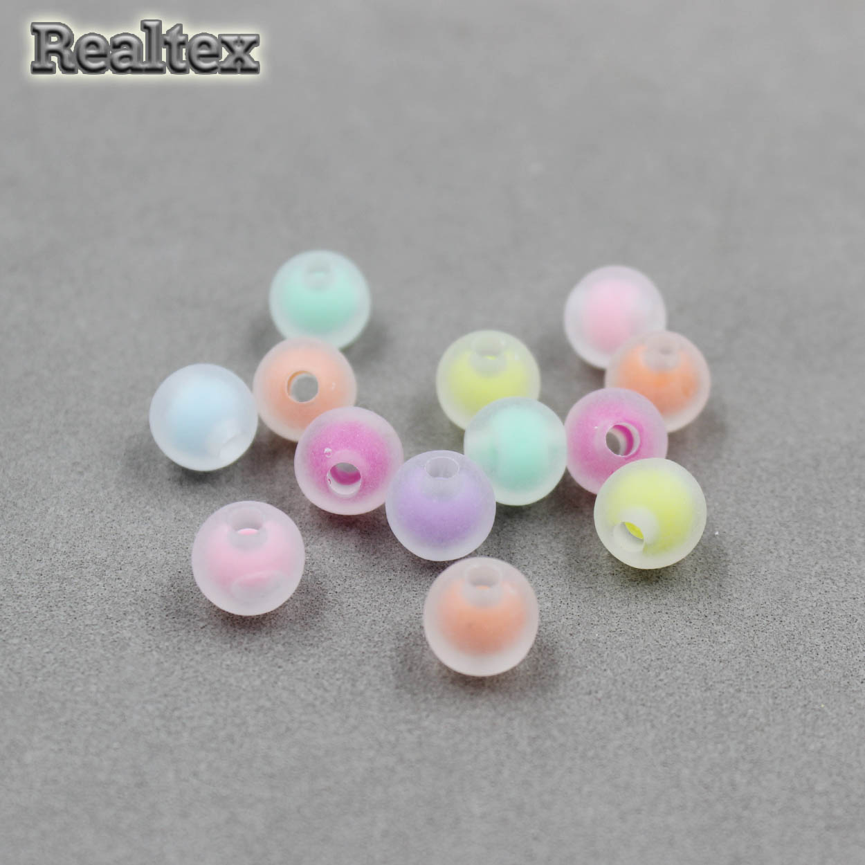 Бусины пластик Realtex Шарик матовые прозрачные с цветной сердцевиной 10мм (100гр) цв.mix