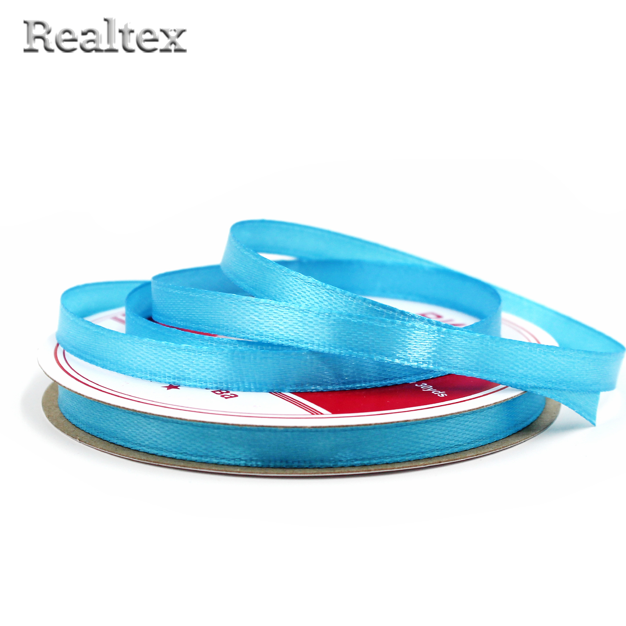 Лента атласная 6мм Realtex (27,4м) цв.164 бирюзовый