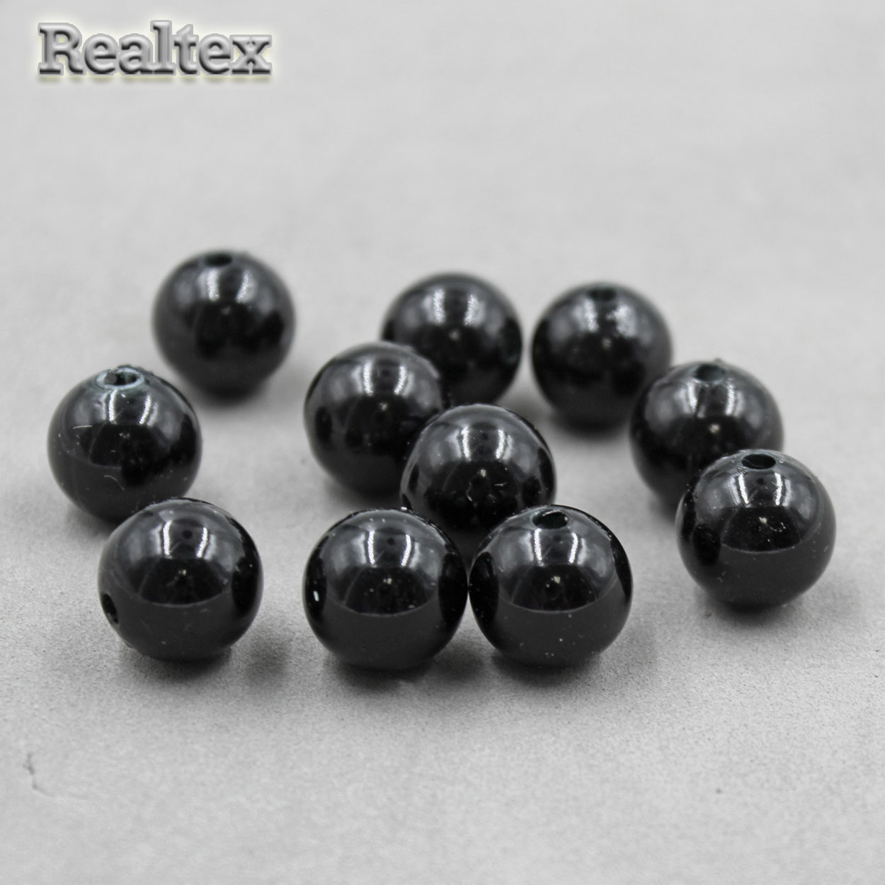 Бусины пластик Realtex 14мм под жемчуг (500гр) цв.02 черный