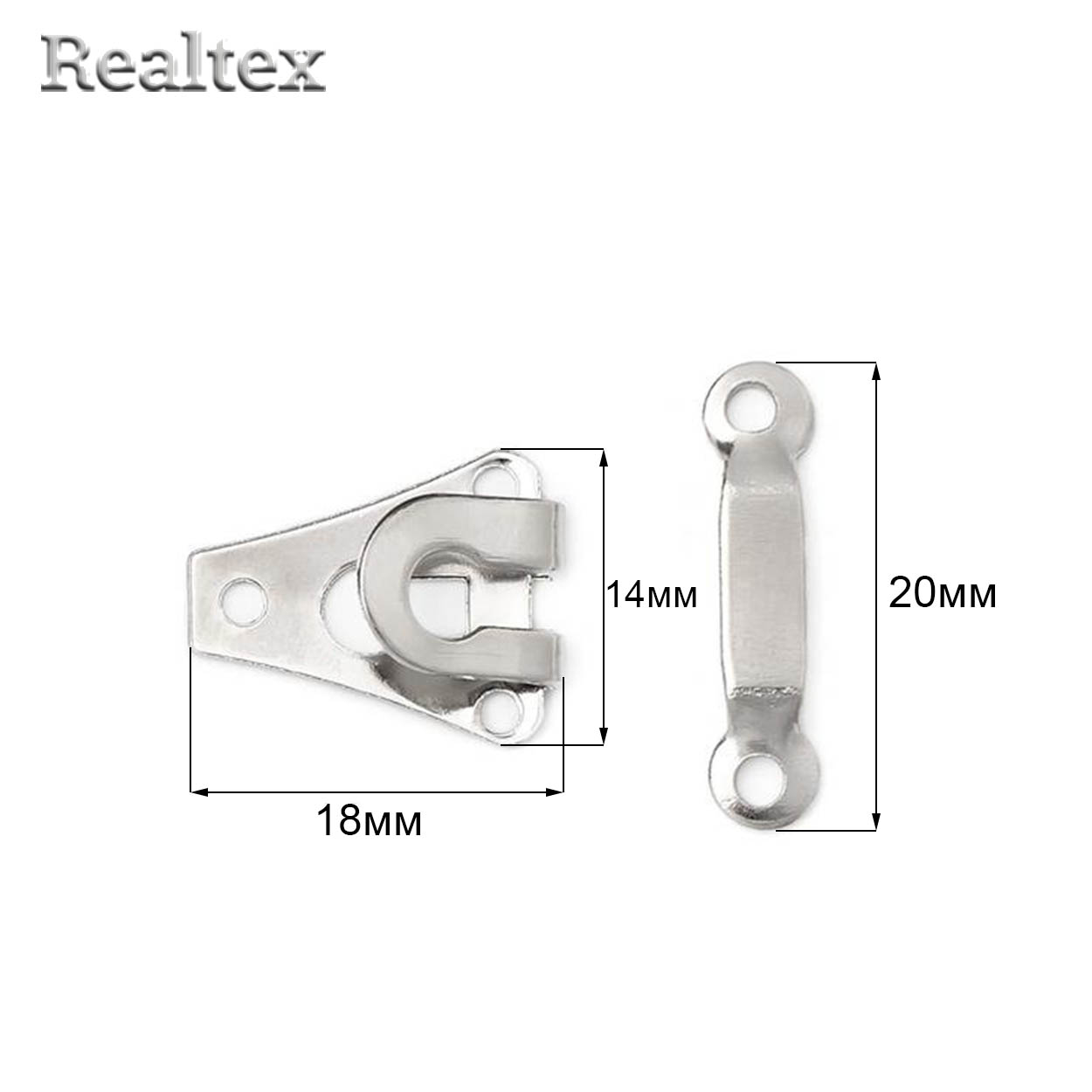 Крючок брючный Realtex пришивной металл. №8011 из 2-х частей (144шт) цв.никель