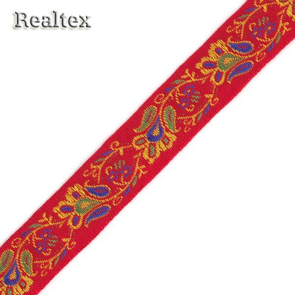 Тесьма жакардовая 24мм с1852г17 рис.8933 (25м) цв.красный