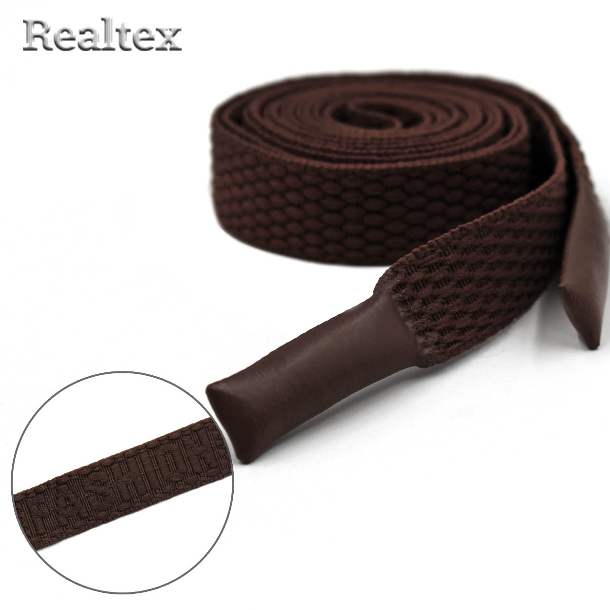 Шнур с наконечниками Realtex R- 3 Fashion плоский шир.15мм 140см (10шт) цв.коричневый