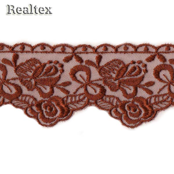 Кружево на сетке  60мм 54-4069 цв.090 коричневый