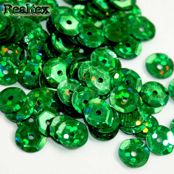 Пайетки "Астра" (10гр) "граненые" 6мм цв.50104 зеленый голограмма