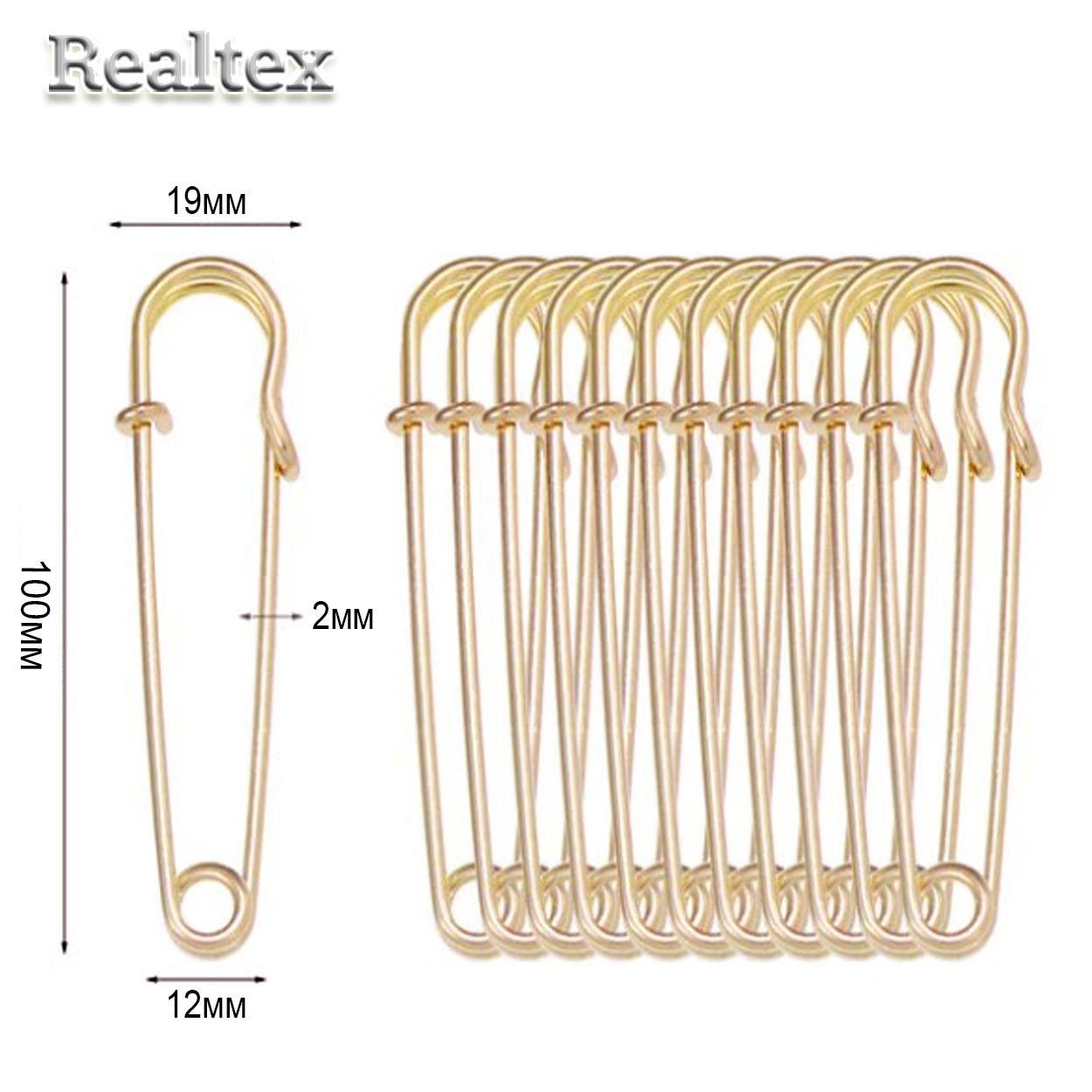 Булавки декоративные Realtex 100мм цв.золото