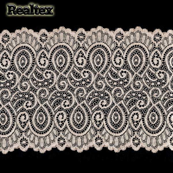 Кружево стрейч 180мм TBY L1351 цв.L168 серебристый пион