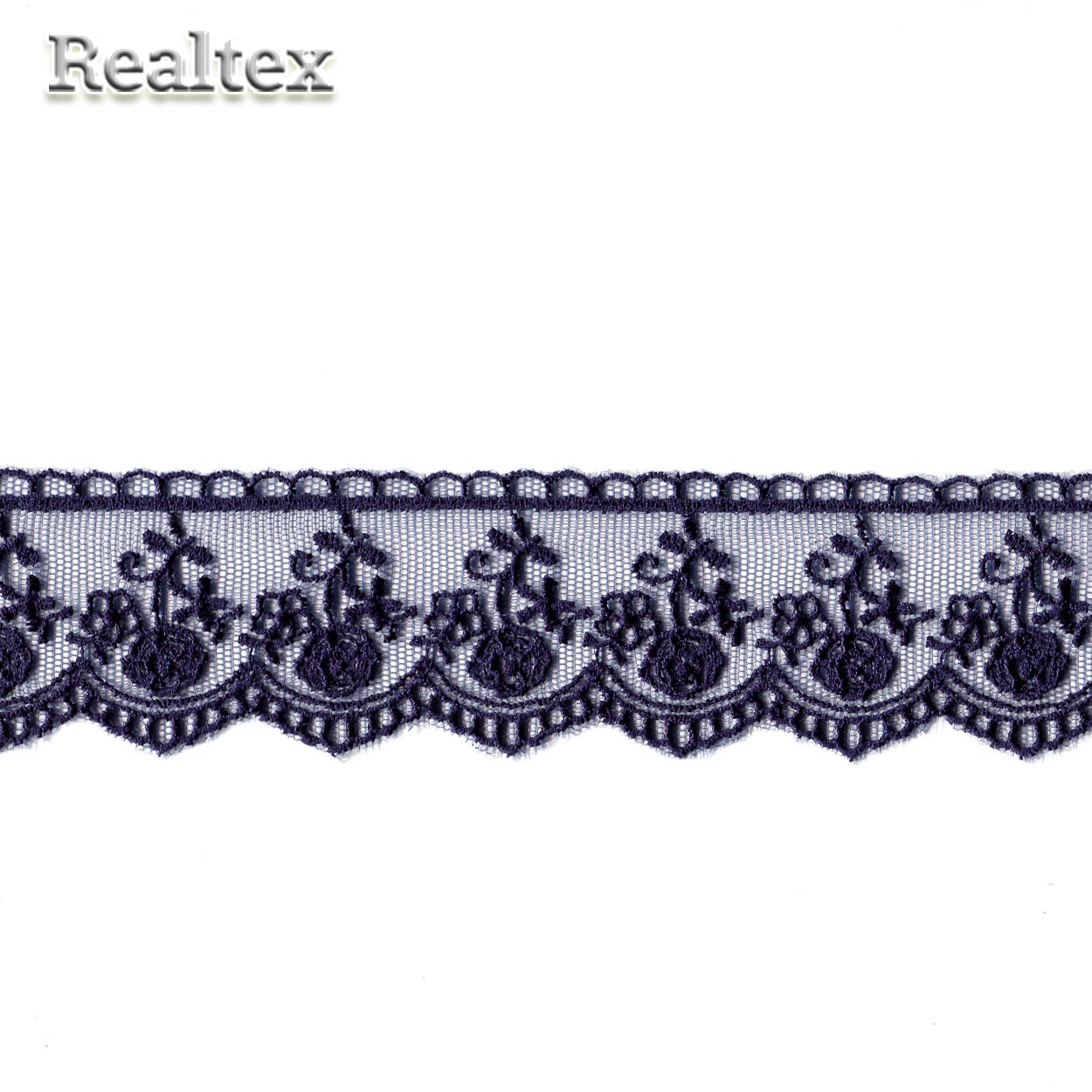 Кружево Realtex на сетке  45мм 4BE4014 (12м) цв.темно-синий