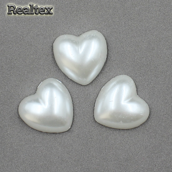 Полу-бусы Реалтекс фигурные 22*24мм "Сердце" цв.белый 