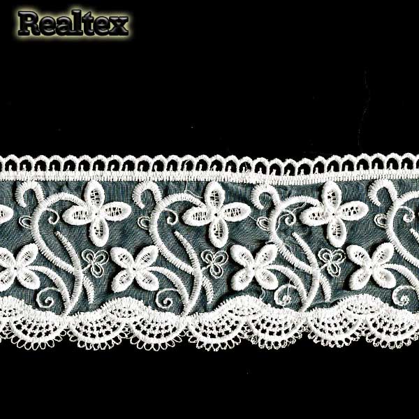 Кружево органза Реалтекс 80мм 30504 цв.молочный