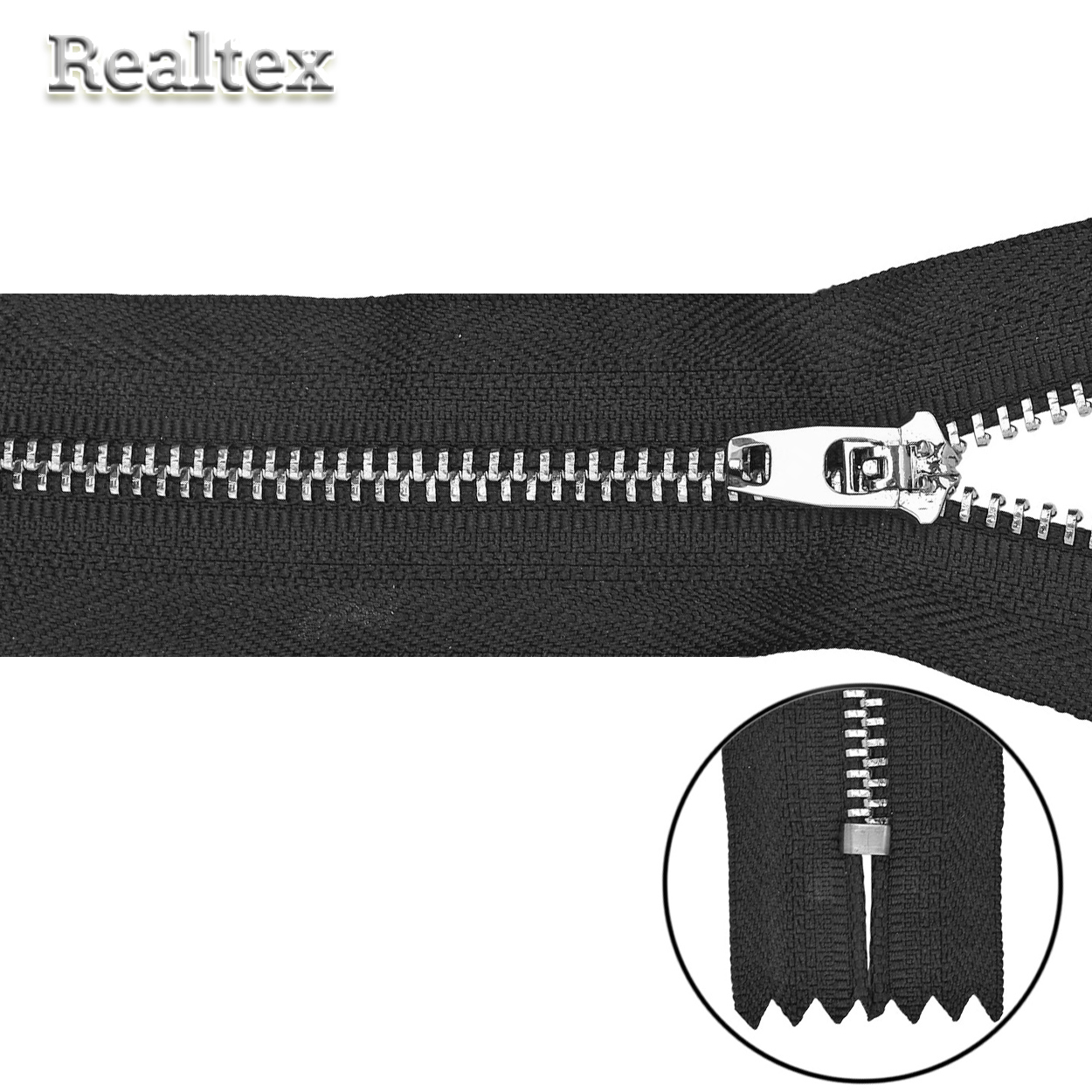 Молнии джинсовые Т.4 18см Б неразъёмная цв.никель/580 чёрный 