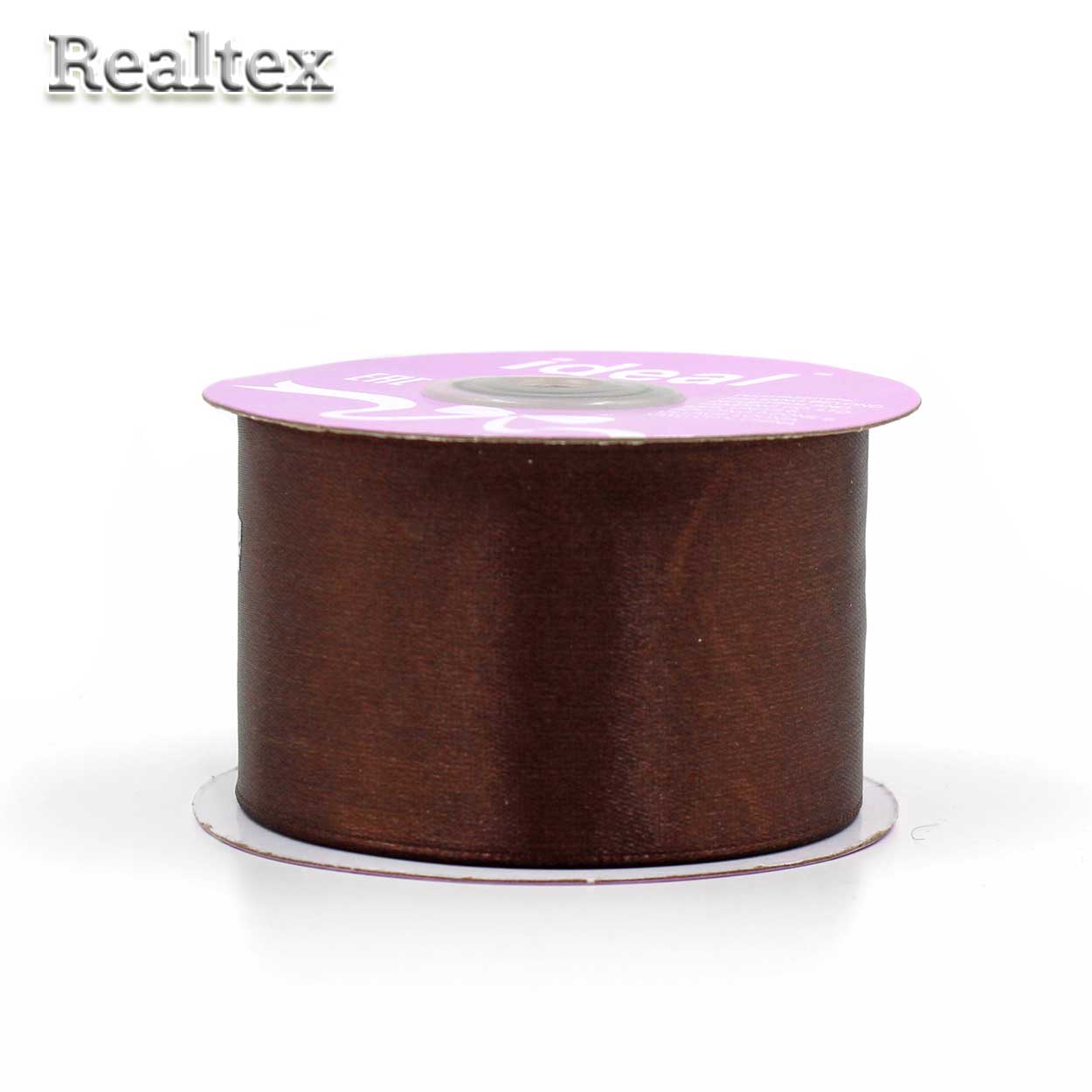 Лента атласная 50мм Realtex (27,4м) цв.3139 т.коричневый
