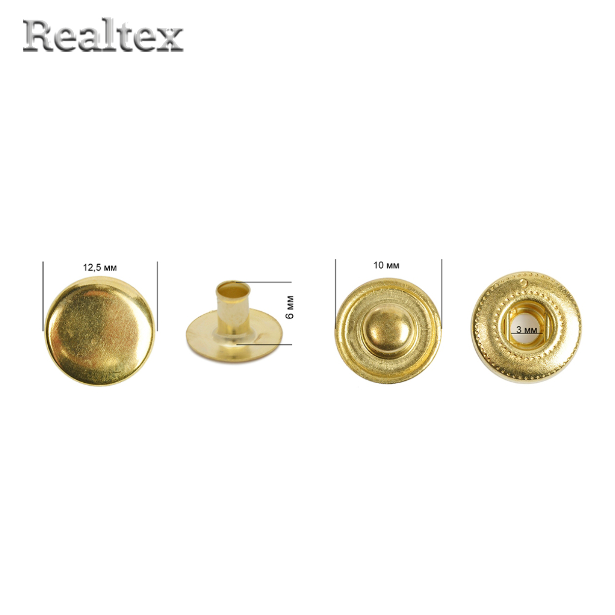 Кнопка "Alfa" 12,5мм шляпка 15мм VB цв.золото