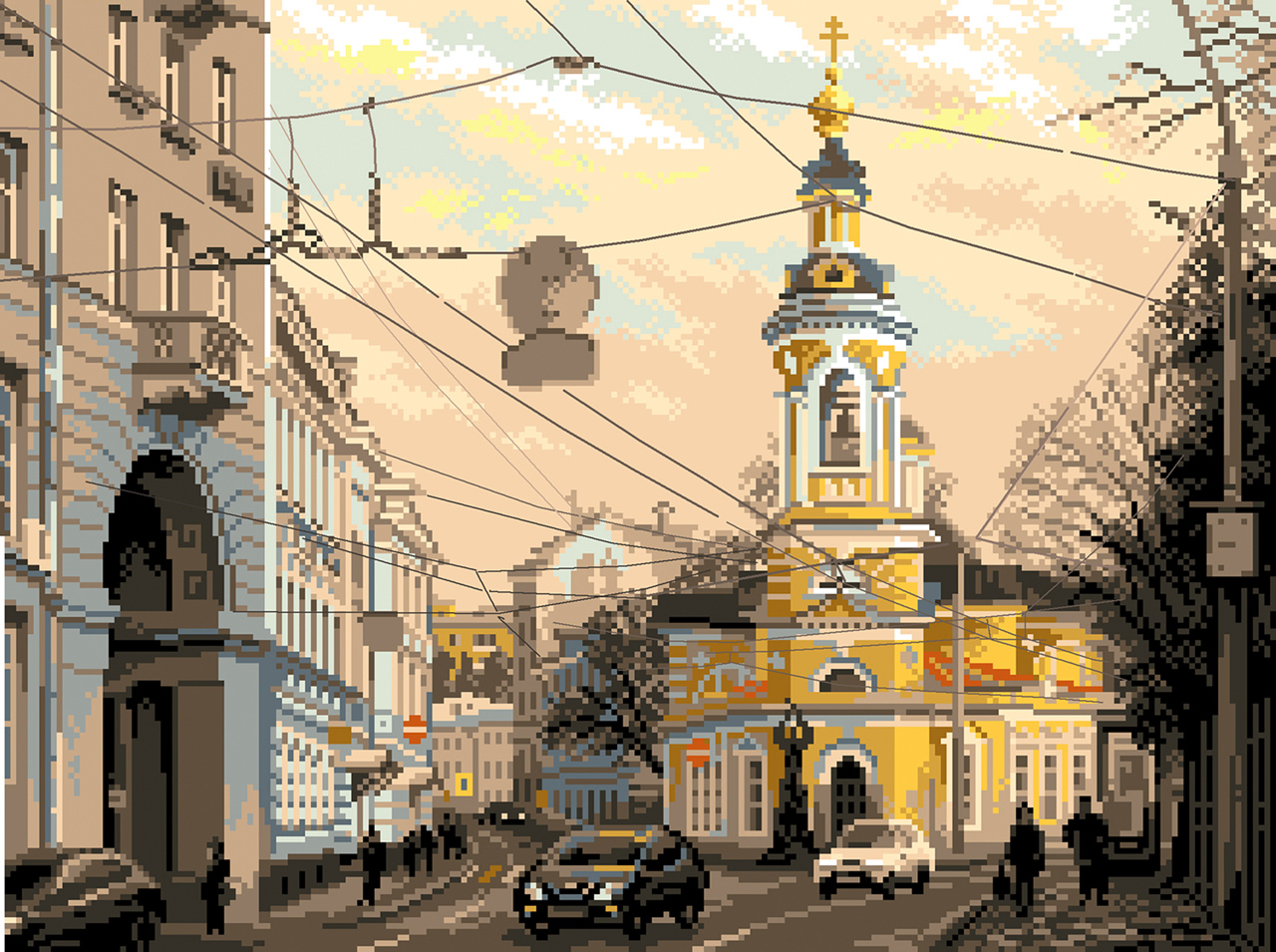 Рисунок на канве МП №1800 "Москва,ул. Солянка" 37х49см