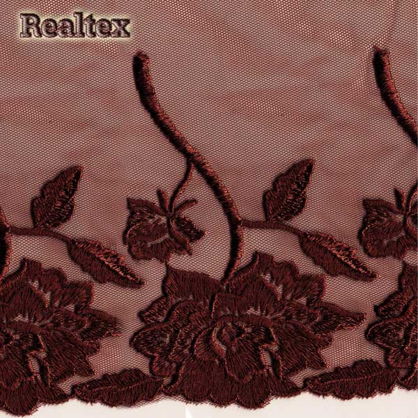 Кружево на сетке 180мм 47-4023 цв.090 коричневый