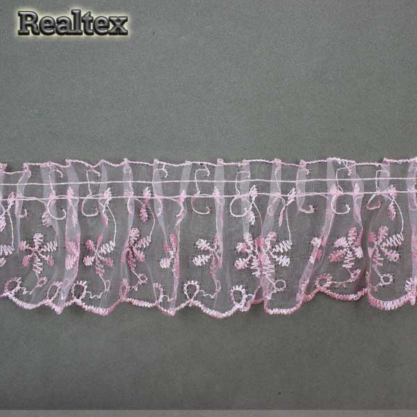  Тесьма "рюш" Realtex R5-2 шир.65мм цв.розовый