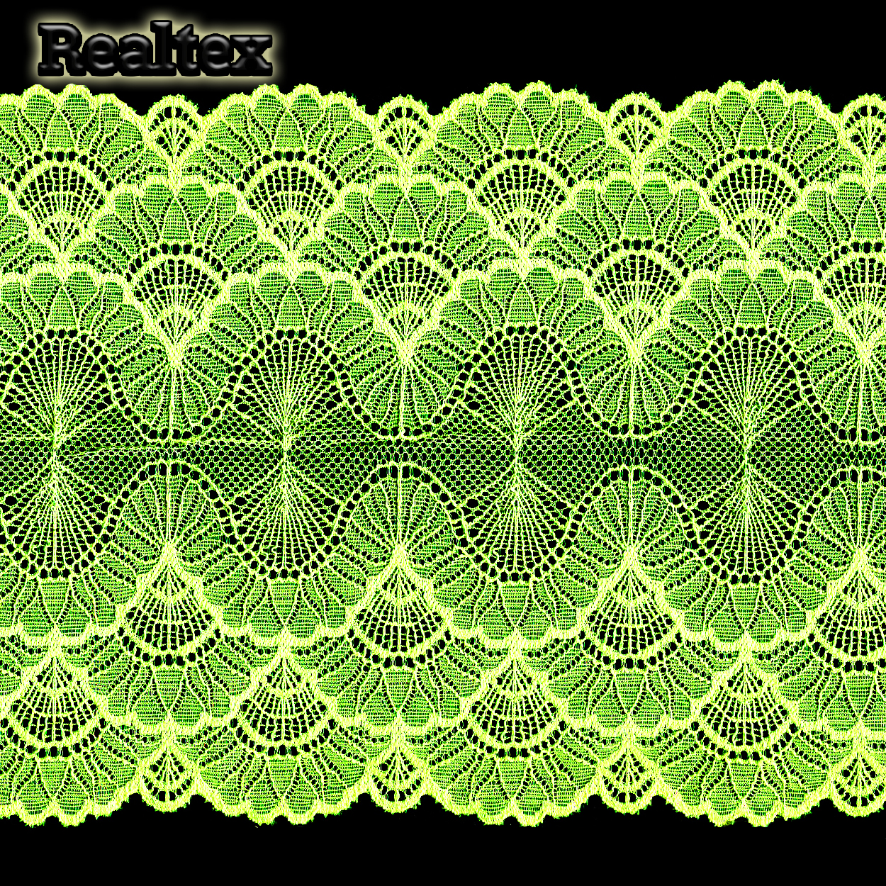 Кружево стрейч 195мм TBY 8034 цв.F229 зелёно-жёлтый неон