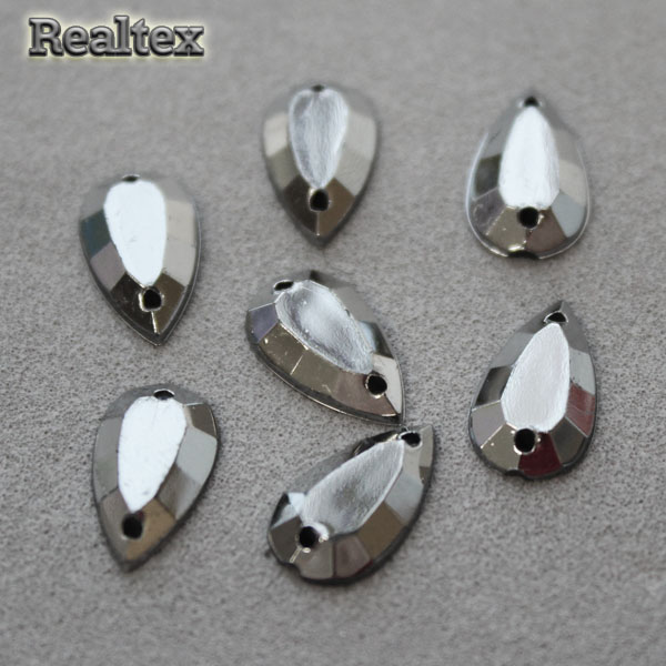 Стразы пластиковые пришивные DN "Капля" 12*7мм (100шт) цв.графит