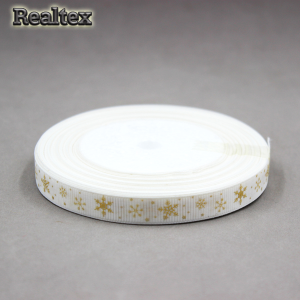 Лента репсовая с рисунком 12мм 3AR3012 "Новый год" (22,8м) цв.белый