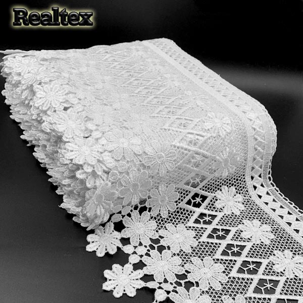 Кружево Realtex гипюр 280мм 8GP6106 цв.белый