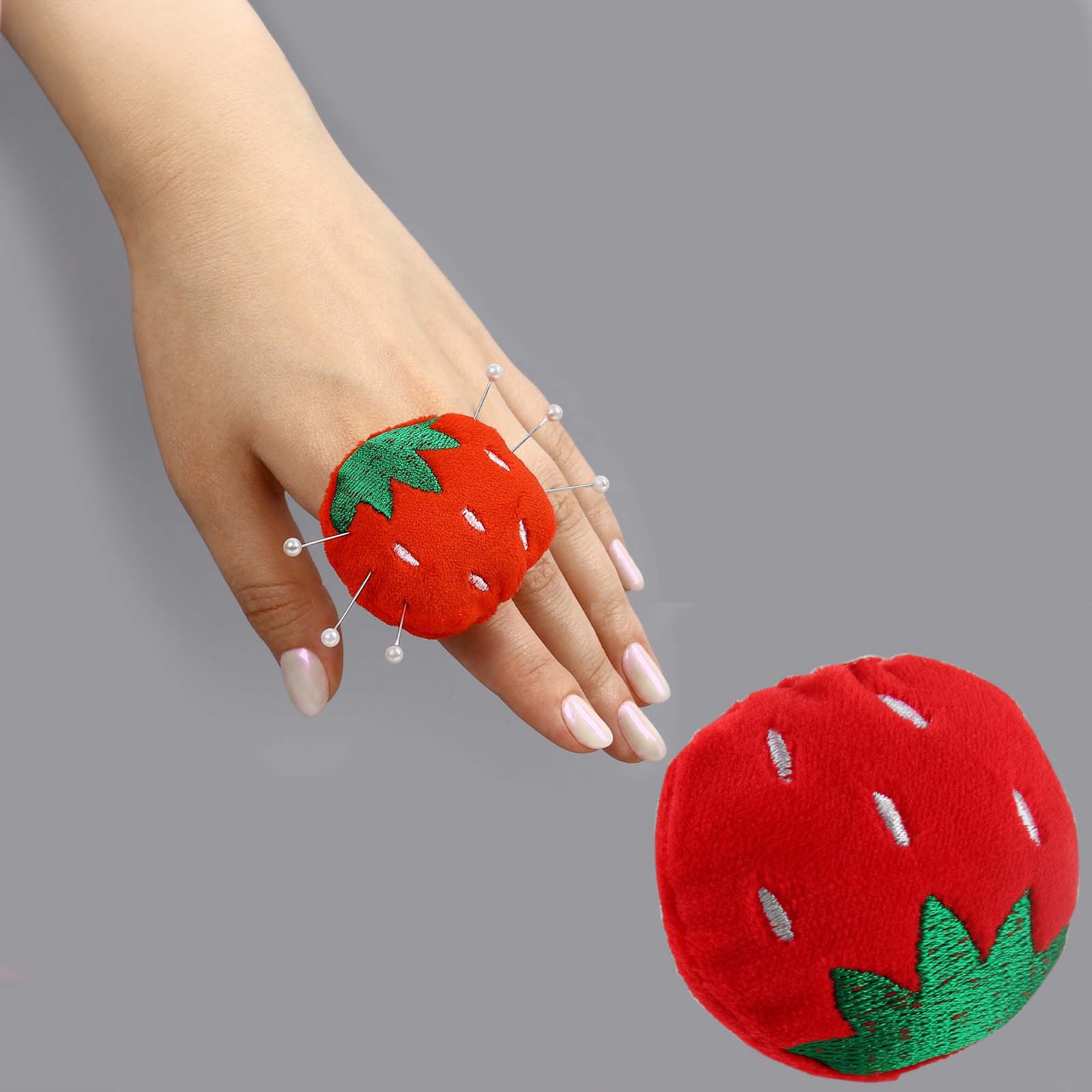 Игольница-кольцо 9626120 "Клубника" цв.красный/зеленый