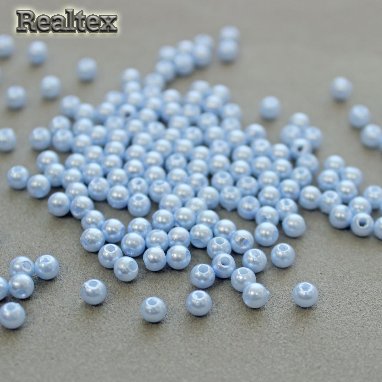 Бусины пластик Realtex  4мм под жемчуг (100гр) цв.А26 голубой