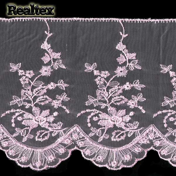 Кружево на сетке 170мм 45-4036 цв.001 св.розовый