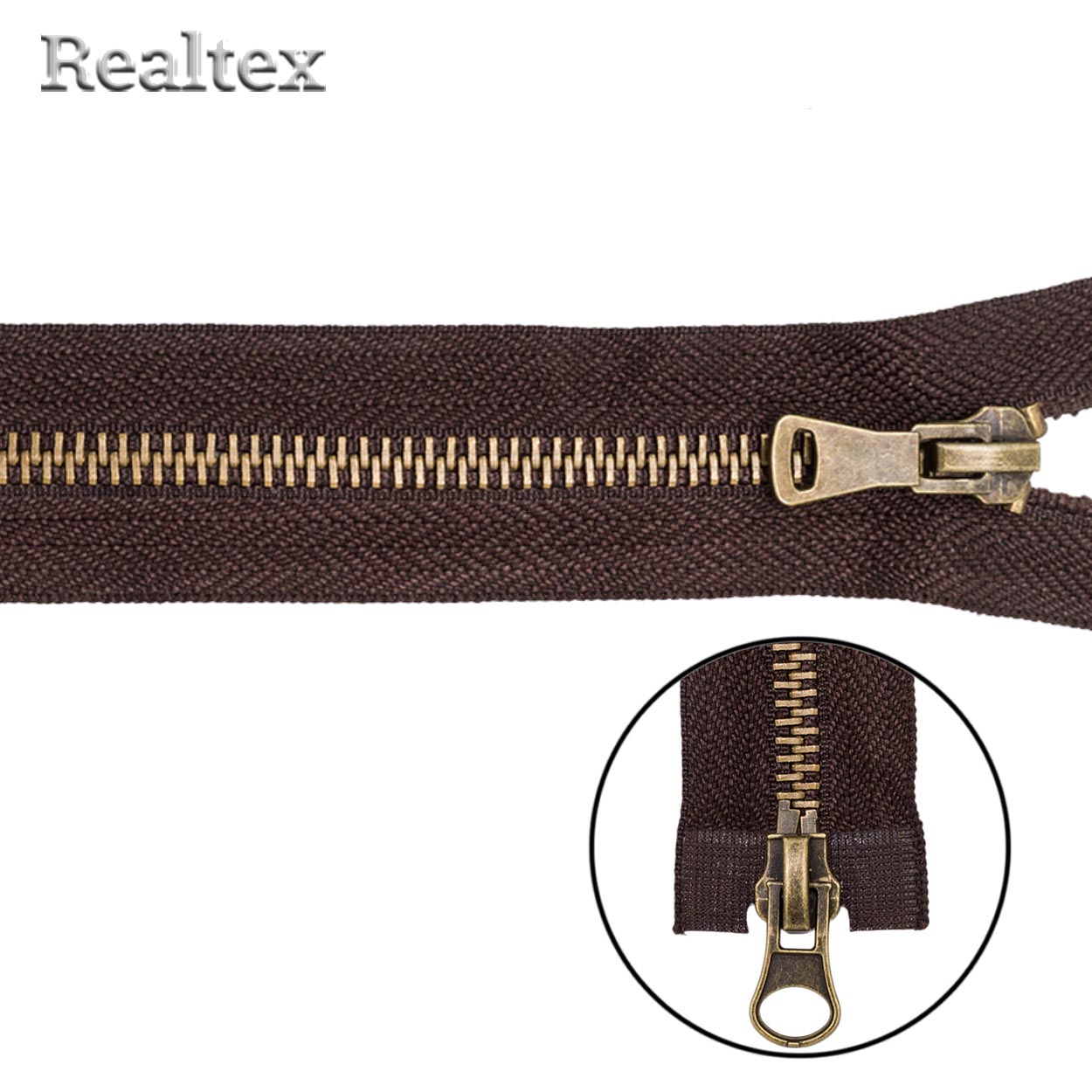 Молния металл Т.5 2замка 80см разъемная цв.антик/141 тёмно-коричневый