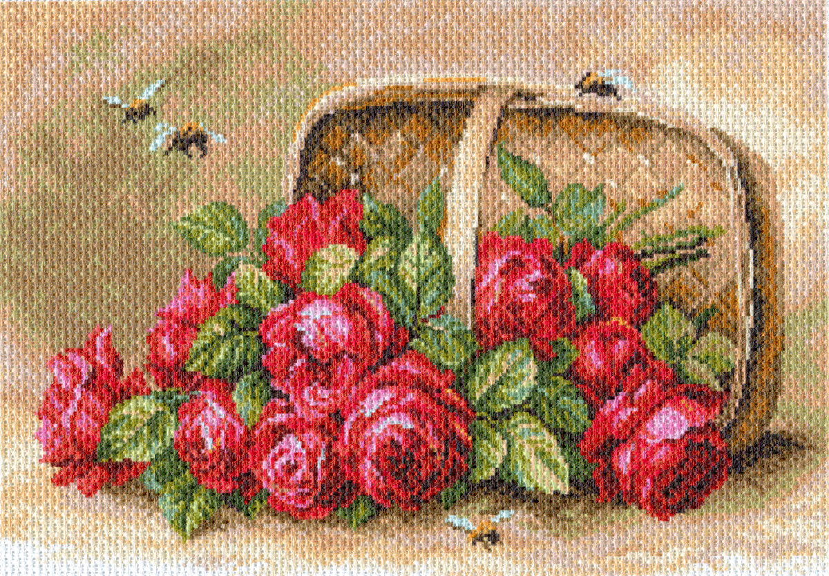 Рисунок на канве МП №1704 "Знойные розы" 37х49см