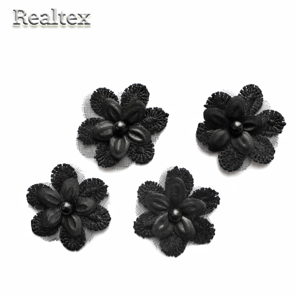 Пришивной элемент TJ-D197 Цветочек 3D цв.черный