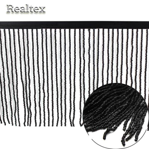 Тесьма Realtex 170мм бахрома-бисерная (2,25м) цв.черный