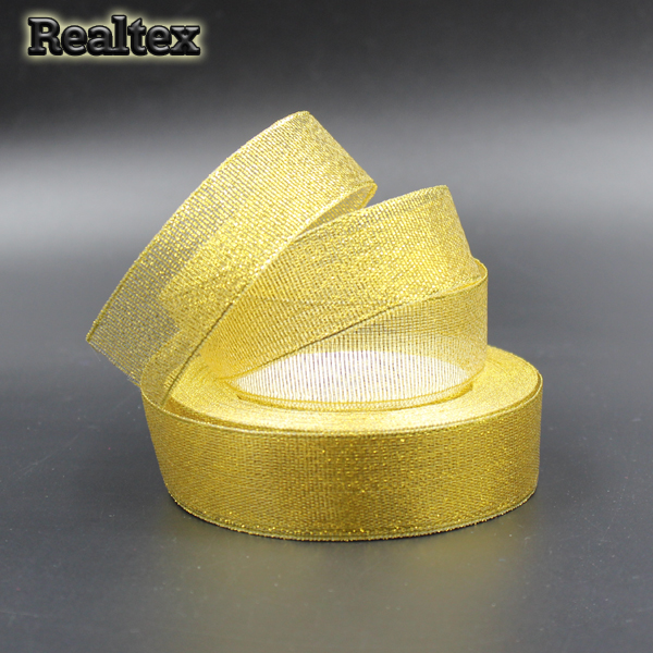  Лента металлизированная Реалтекс 25мм (22,8м) цв.золото