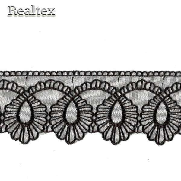 Кружево Реалтекс на сетке  75мм 8BE1056 цв.черный
