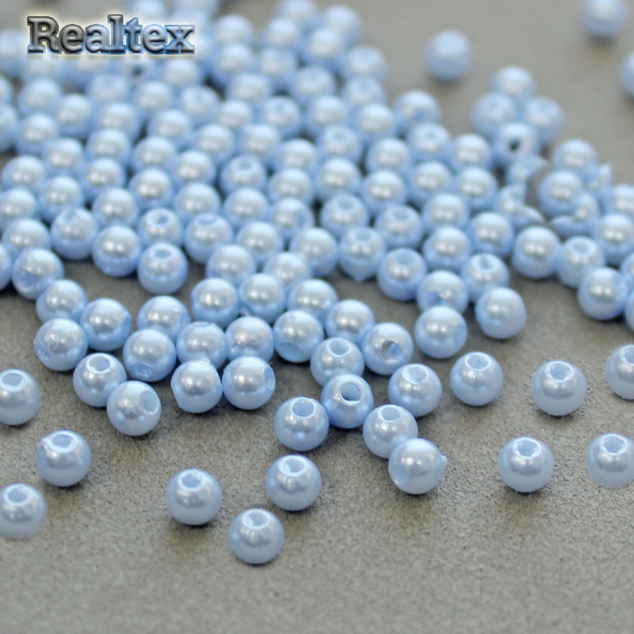 Бусины пластик Realtex  6мм под жемчуг (100гр) цв.А026 голубой